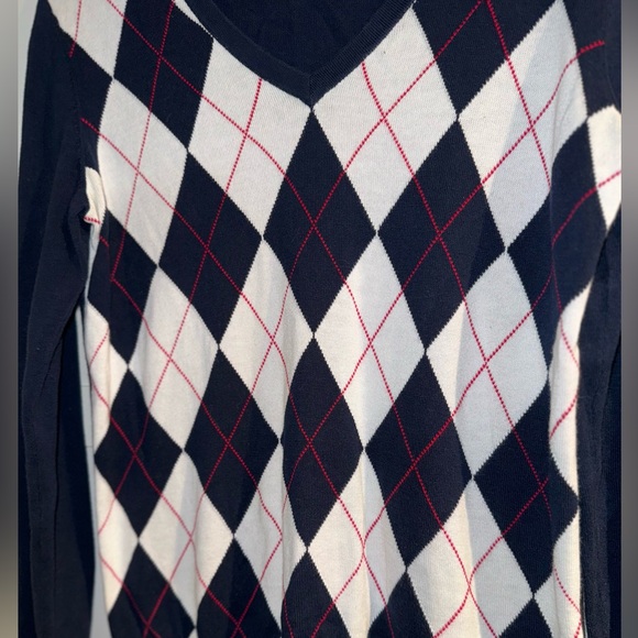 Vintage Tommy Hilfiger Sweater Women’s Medium Argyle Preppy 100% Pima Cotton EUC - Picture 4 of 5